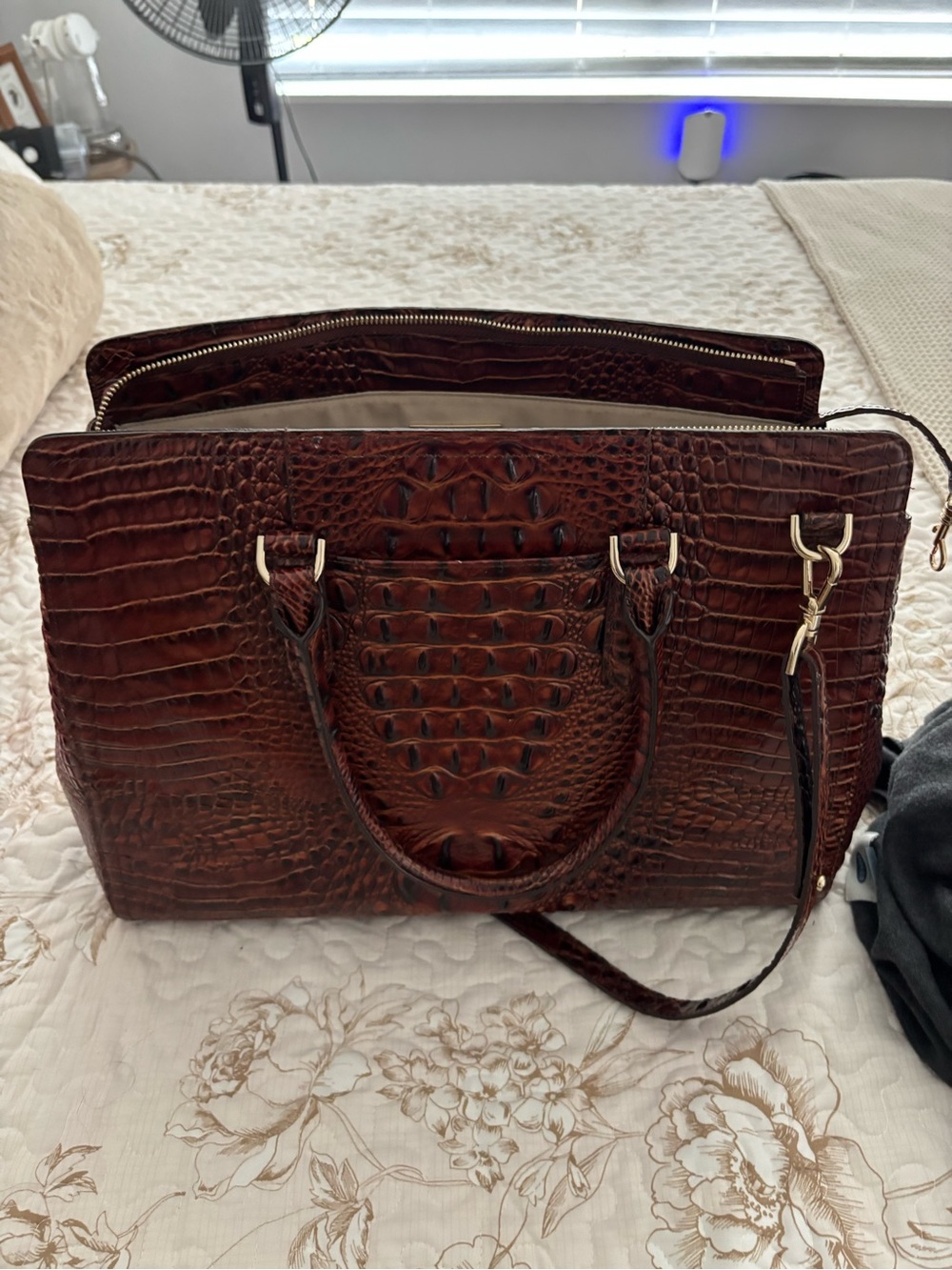 Brahmin Pecan Croc-Embossed Satchel - Picture 8 of 8